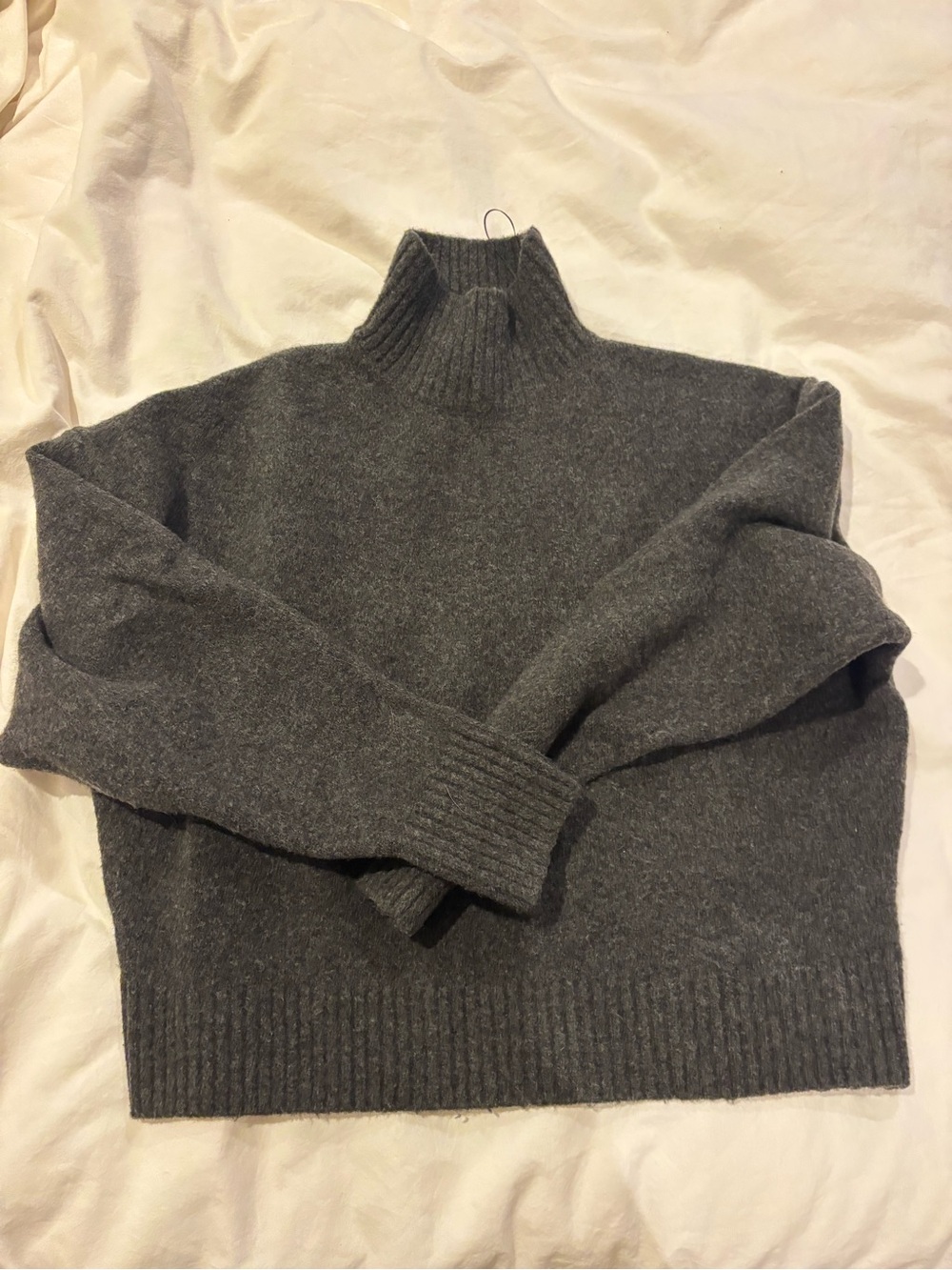 Zara Charcoal Gray Ribbed Turtleneck Sweater